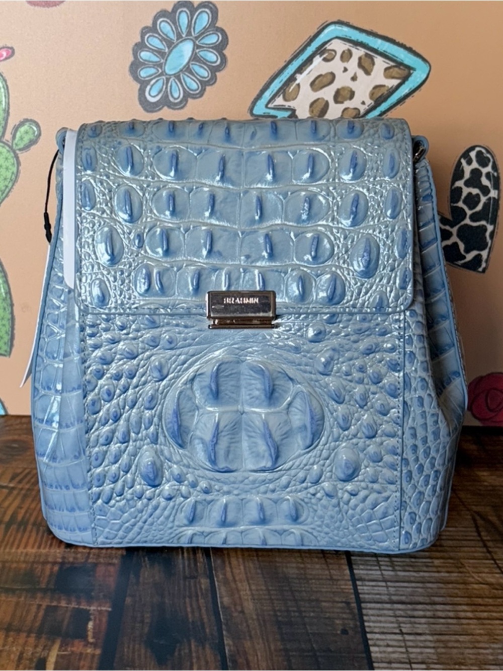 NWT Brahmin Margo HEAVENLY BLUE Melbourne Leather Crossbody BEAUTIFUL EYES FIRM